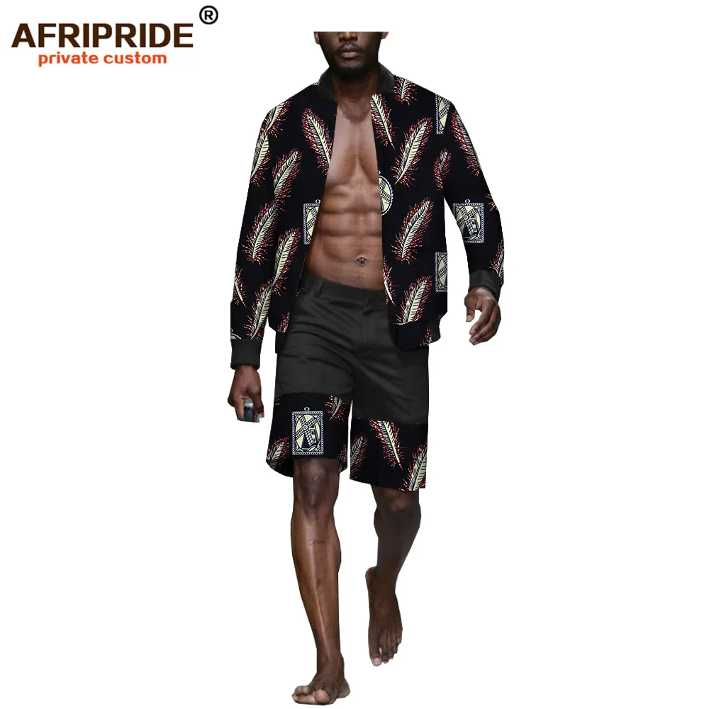 AFRIPRIDE, Африканский летний мужской повседневный костюм, гавайская рубашка с коротким рукавом+ короткие штаны, Дашики, принт, vestidos A1916001 - Цвет: 429J
