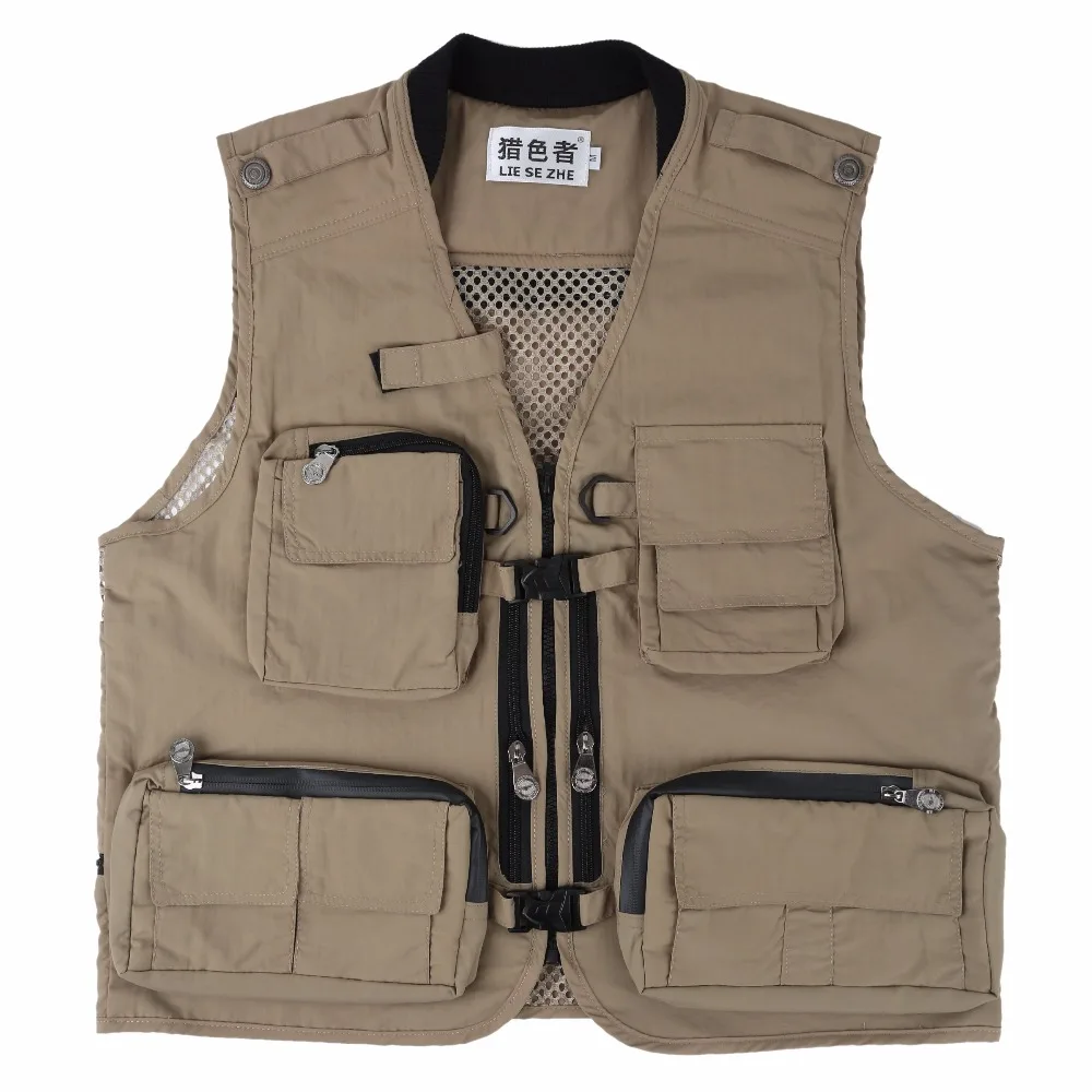 

Hip Hop Men Multi-Pocket Classic Waistcoat Male Sleeveless Unloading Solid Coat Work Vest Photographer Tactical Masculino Jacket