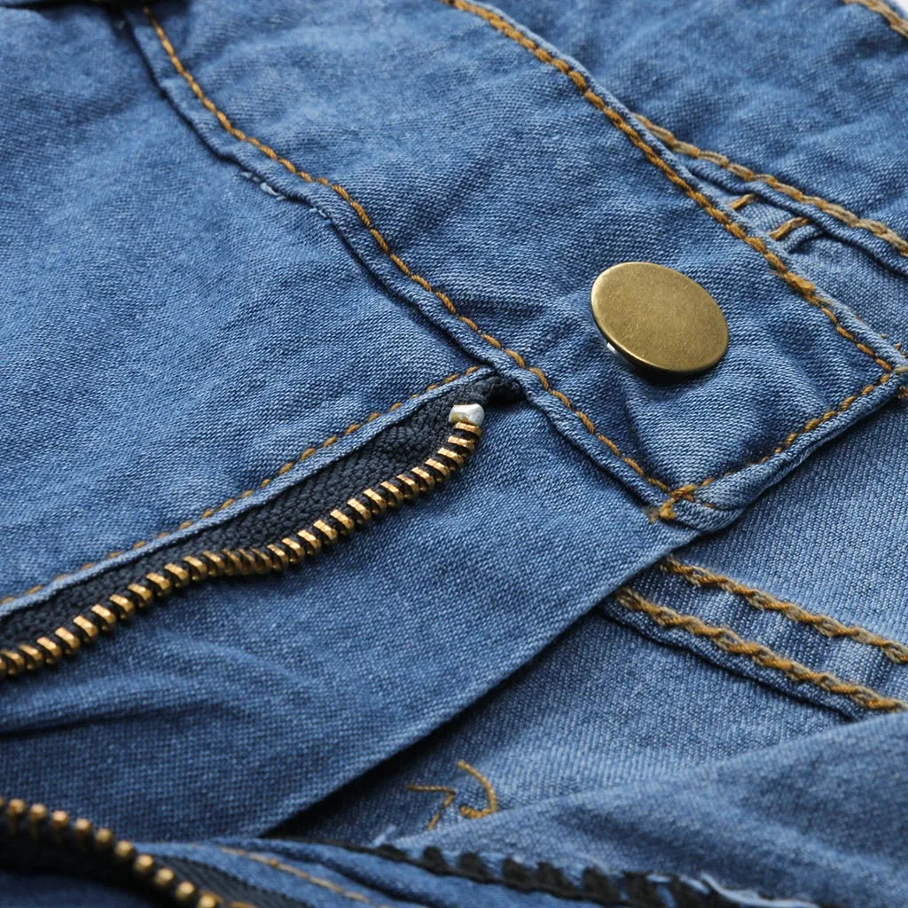 European and American BF summer wind female blue high waist denim shorts women worn loose burr hole jeans shorts#G2 |