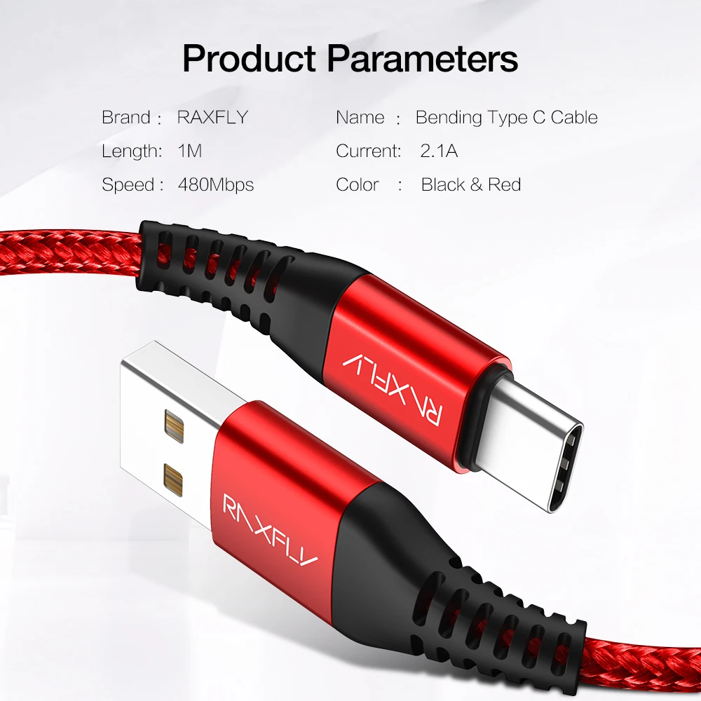 Кабель RAXFLY type USB C для samsung Galaxy S9 S8 Plus, кабель для синхронизации данных и зарядки, кабель USB C для huawei P20 P10 Pro type C