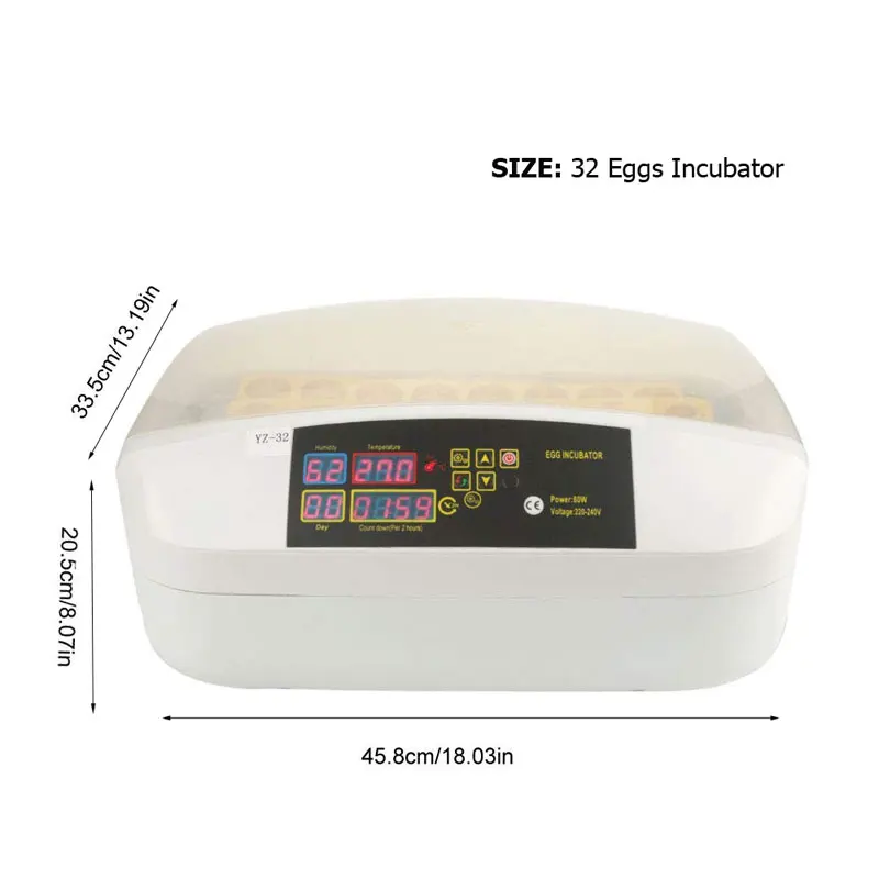 

Automatic Chicken Quail 32 Egg Incubator for Duck Goose Turkey Parrot Pigeon Birds Egg Hatchers Brooder Farm Hatchery Machine