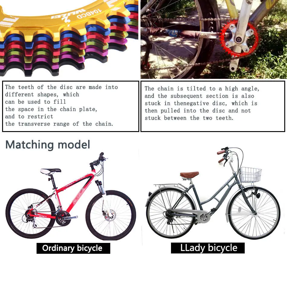 Одиночная узкая ширина система скорости Корона 104 Bcd 1 Rodada 38 36 34 32 T Mtb 9 10 11 S 1*11