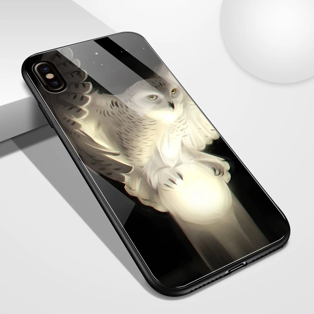 Стеклянный чехол для iPhone Xr, чехол с изображением животных, Ночная Сова, Модный чехол galass для iPhone 6 6s 7 8 Plus X XS Max XR 11 pro max