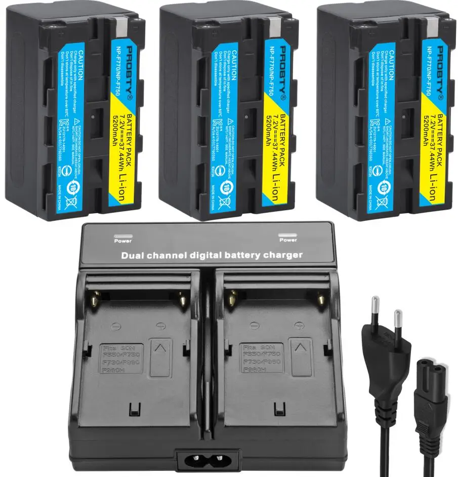 3Battery withcharger Для sony NP-F770 NP-F750 NP F770 батарея для sony CCD-RV100 SC5 TR940 TR917 Камера CN-160 CN-216 CN-304 YN 300 VL600 светодиодный видео - Цвет: 3Battery withcharger