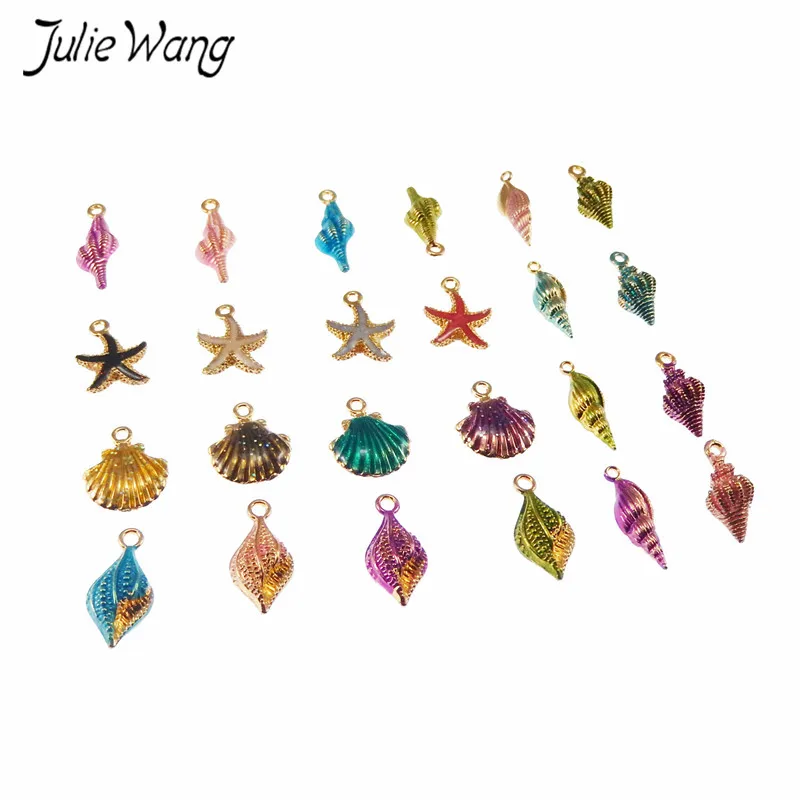Julie Wang 40 шт. разнообразные разноцветные эмалевые морские ракушки Раковины