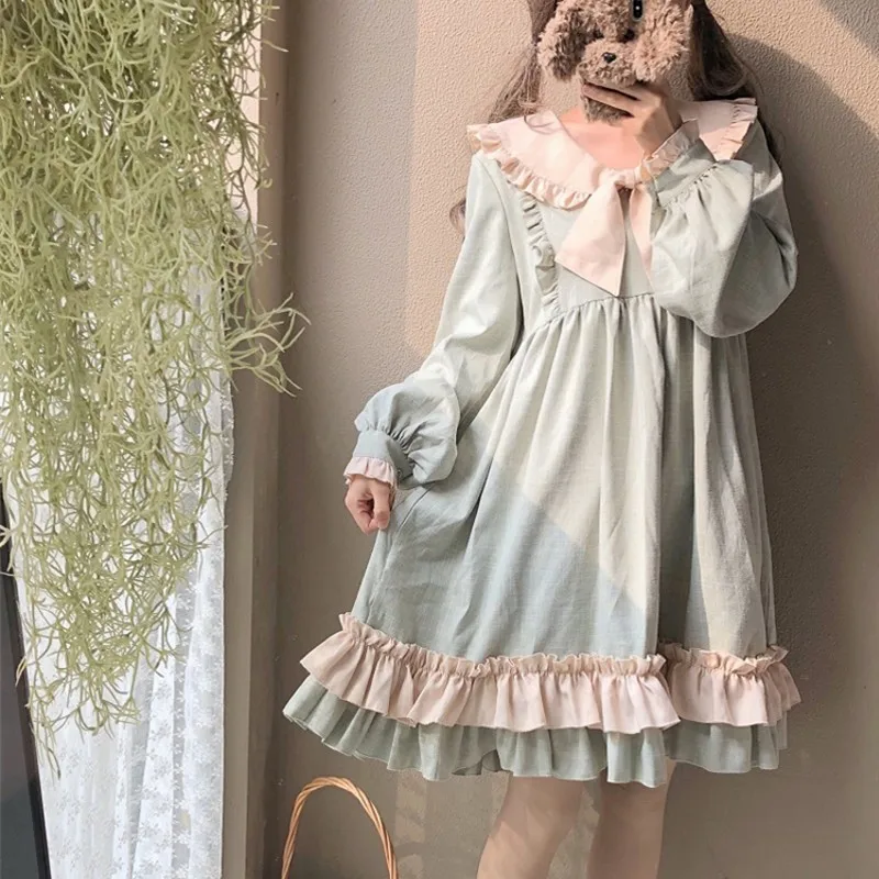 Женское кружевное платье с капюшоном lolita Осеннее тонкое в японском стиле