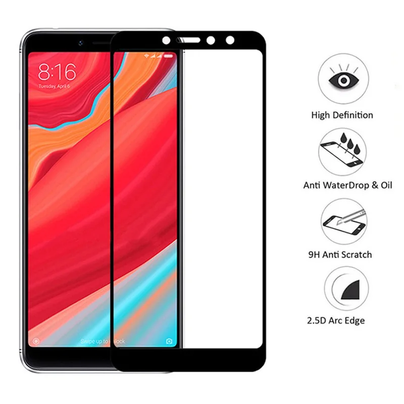 Черно-белый цвет защитное стекло на xiaomi redmi s2 / стекло на сяоми редми с2 6a 6 про нот 6 про Экран протектор 9H закаленное стекло на Xiaomi Redmi S2 6A Note 6 Pro стекло на ксиоми редми с2 s2 Ноут 6 про стекло