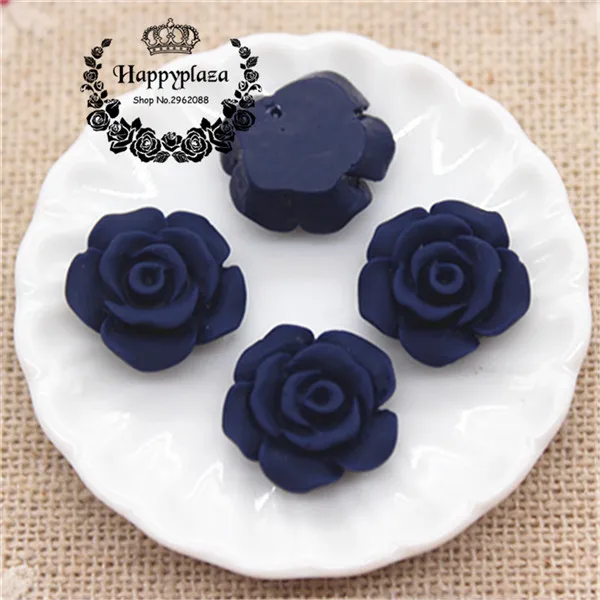 navy blue 50pcs 50 шт смешанные цвета милые античные цветы из полимера, розы с плоским основанием Кабошон DIY Ювелирные изделия/Ремесло Скрапбукинг, 13 мм - Цвет: navy blue 50pcs