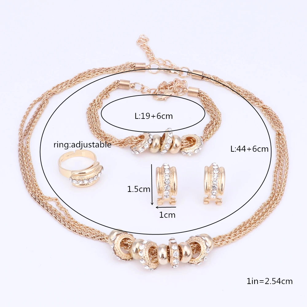 Свадебные золотые 3 цвета колье с изысканными кристаллами ювелирные наборы