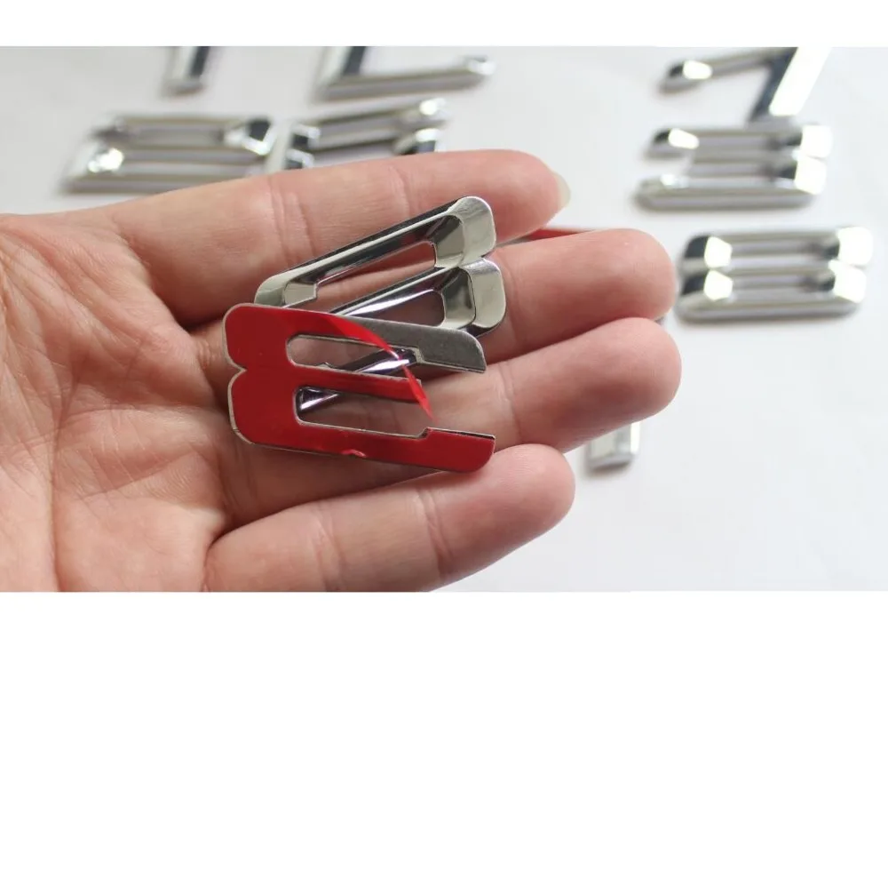 Хромированный блестящий серебристый АБС пластик с цифрами и буквами Эмблема для