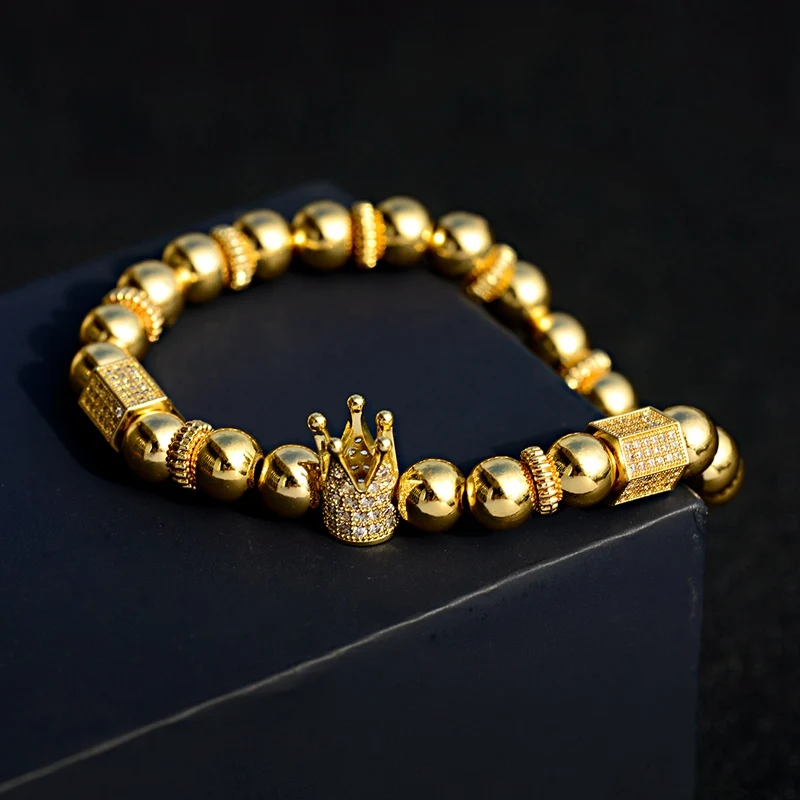 Классические роскошные королевские короны белый циркон cz 8 мм медные бусины