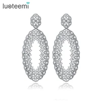 luoteemi gorgeous white gold color vintage hollow out water drop micro inlay aaa cubic zirconia dangle earrings bijoux