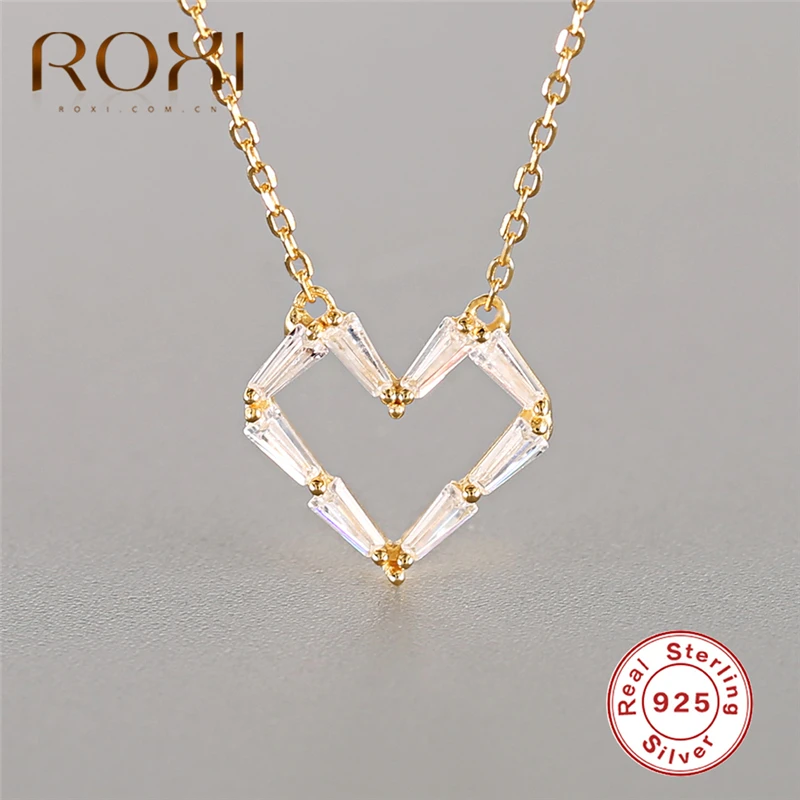 ROXI ААА цирконовое сердце-кристалл Цепочки и ожерелья кулон женский короткой цепи Цепочки и ожерелья 925 ожерелье из чистого серебра бохо-чокер ювелирные изделия