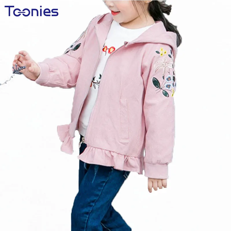 Autumn Baby Girls Jacket Hooded Long Sleeve Child Girl Clothes Cotton Kids Coat Retro Children's Outerwear Casual Fall Clothing | Детская