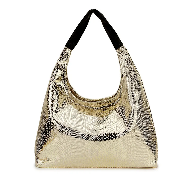 Big Snake Print Women Shoulder Bags Female Luxury Leather Handbags Ladies Hand Bag Bags for Women bolso mujer handtasche - Цвет: gold