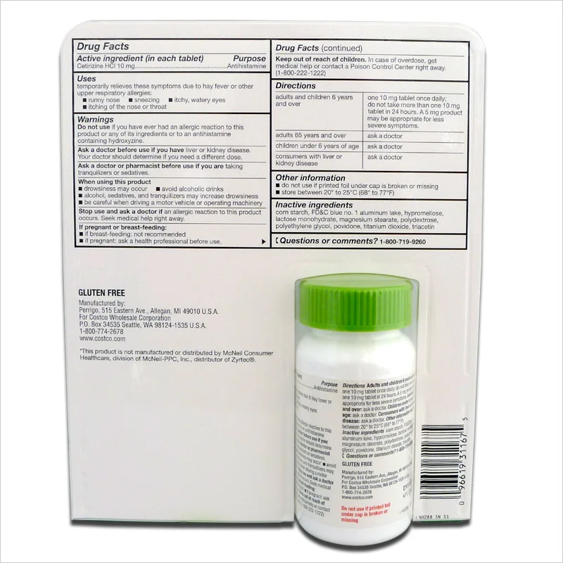 

10mg 365 Tabs Relieves Allergies indoor and outdoor allergies relief runny nose itchy throad or nose