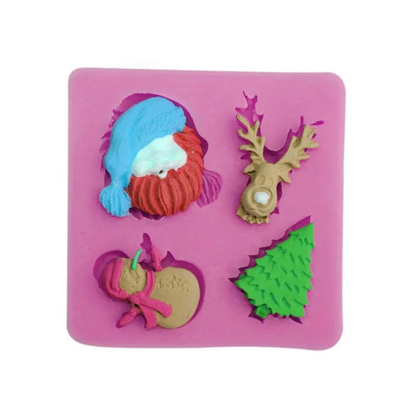 3D Санта Клаус Форма рождественской елки рельефные силиконовые формы шоколадный