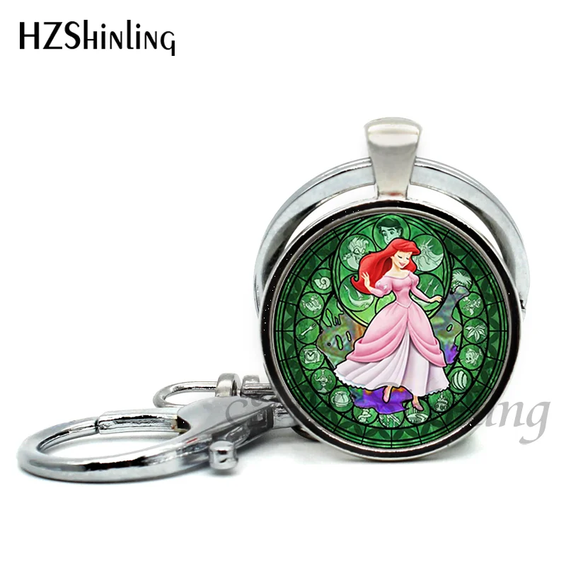 2017 New Deasign The Little Mermaid Keyring Handmade Fashion Pendant Jewelry Glass Dome Keychains Wholesale | Украшения и