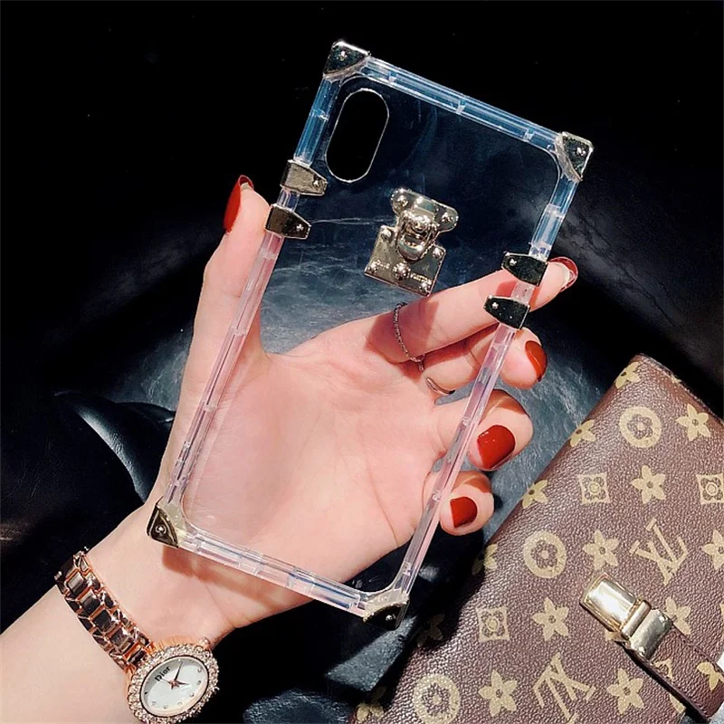 Роскошный Блестящий Прозрачный квадратный чехол для телефона iPhone 12 11 Pro Max X XS XR 6s 7