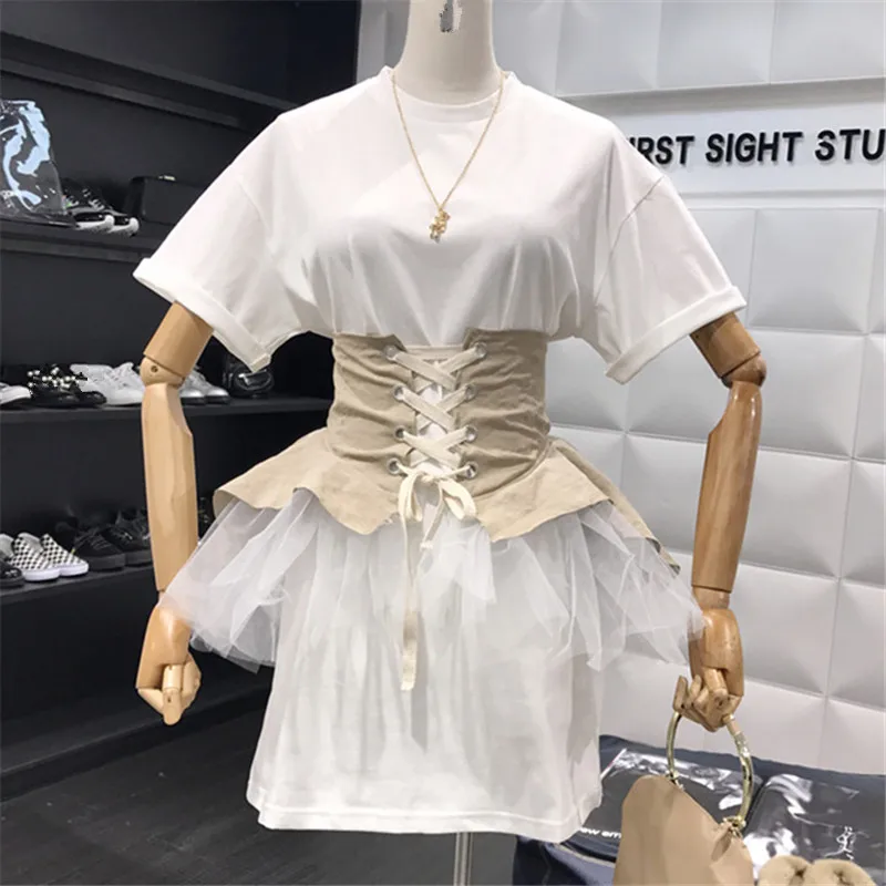 Neploe летние однотонные завязки Для женщин Vestidos Verano 2019 Мода o-образным вырезом