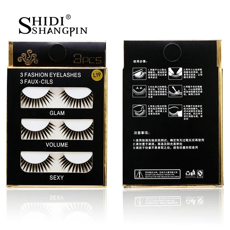 Shidhangpin 3d норковые ресницы для наращивания ручной работы 3 Пары ресниц натуральные