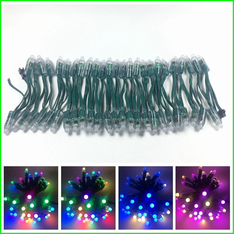 500pcs/lot DC5V 12V 12mm ws2811 ic LED Module Black/Green/White/RWB Wires String Christmas Holiday led Pixel light Addressable | Лампы и