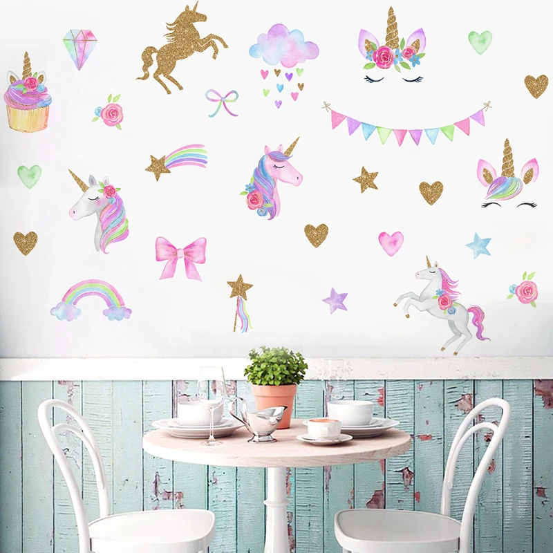Joylong Pusheen Кот Kawaii наклейки &quotЕдинорог&quot милый Настенная Наклейка сделай сам