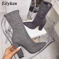 eilyken print sexy ankle boots for women shoes pointed toe thin high heels bootas mujer femme zipper chelsea boots size 35 42