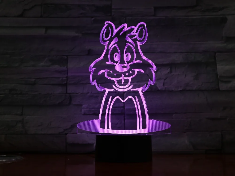 3D лампа с мультяшным Кроликом Оптическая иллюзия 7 цветов настольная
