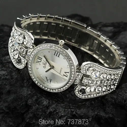 New arrival 2014 womens Rhinestone watches Luxury Gold charm bracelet Bangles with flowers Diamond Crystal Jewelry watch Ladies | Наручные