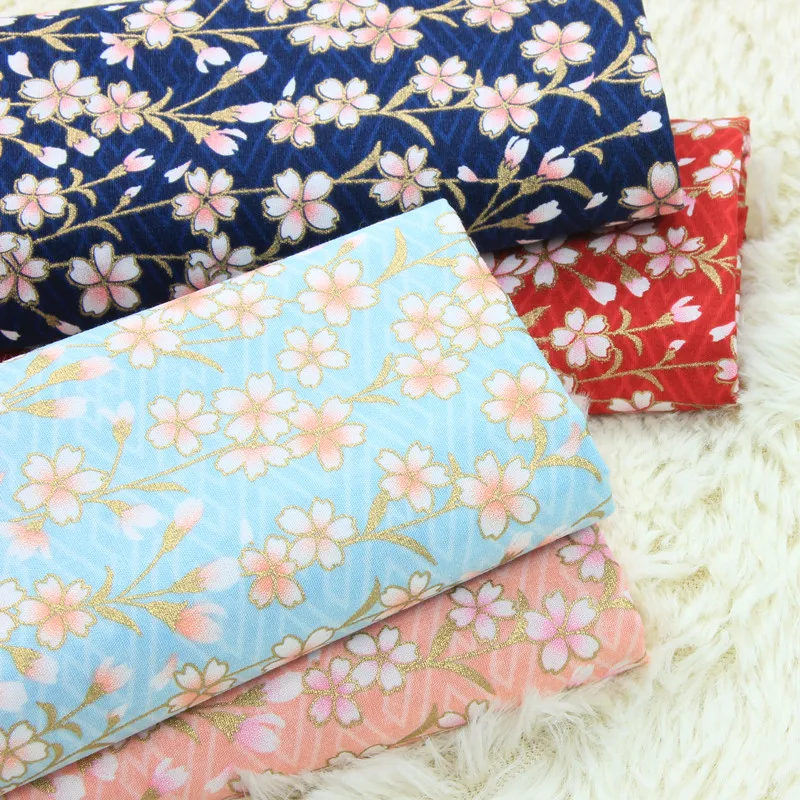 

Импортная ткань из чистого хлопка с мягким бризом цветущей вишни, позолоченная ткань с принтом, ткань для одежды ручной работы «сделай сам» ...