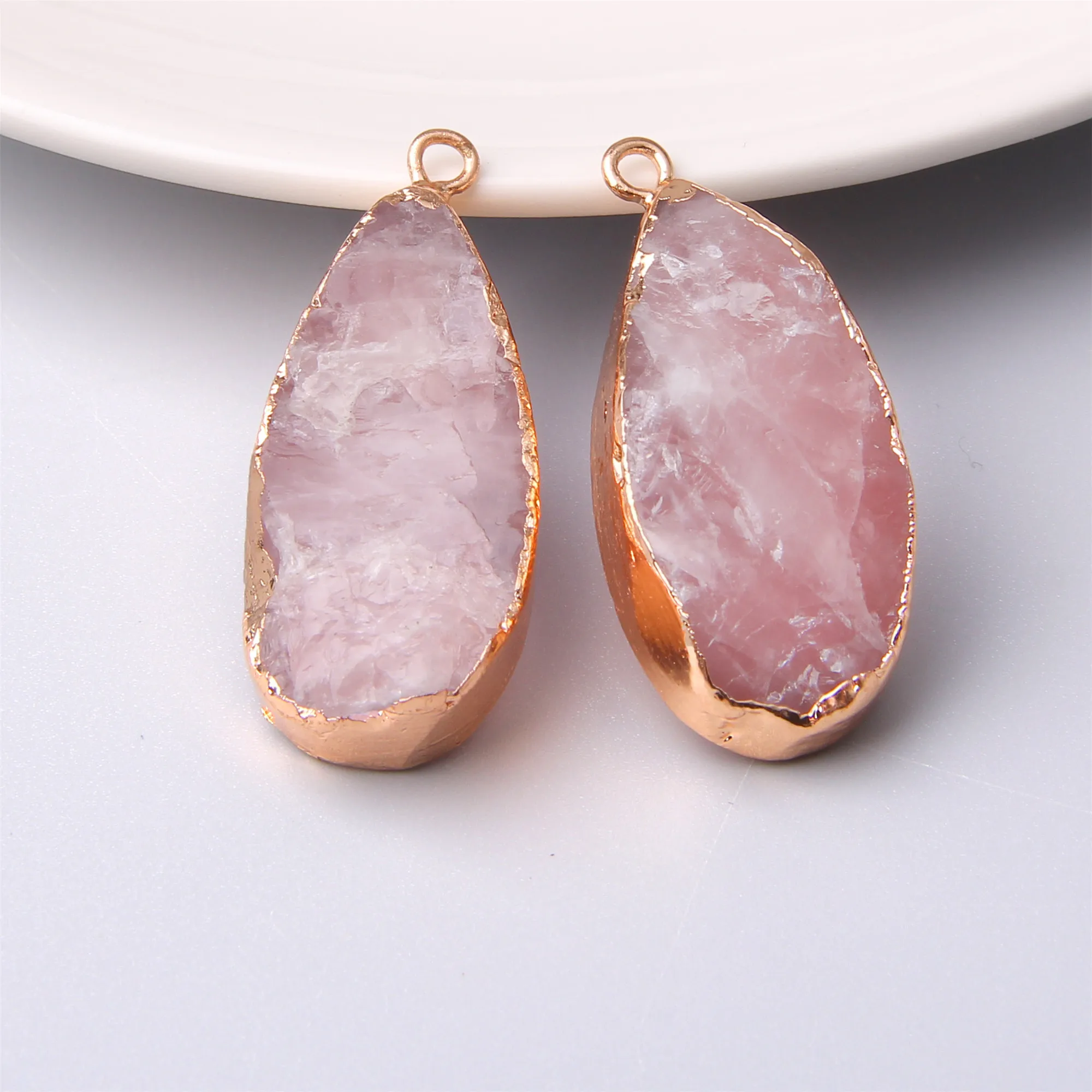 

Wholesale gold pink pendant necklace agates druzy natural stone pendents women men drop pendant jewelry making pink gold gifts