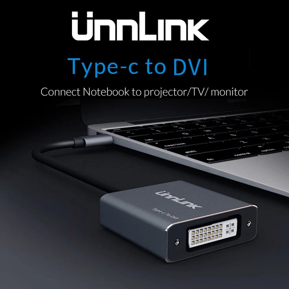 Кабель преобразователь Unnlink USB C на DVI Type FHD1080P 60 Гц Thunderbolt 3 адаптер для Macbook p20 p30 Galaxy