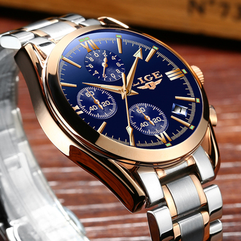 LIGE Mens Watches Top Brand Luxury Military Sport Watch Men Stainless Steel Waterproof Clock Quartz Watch Relogio Masculino+Box-36760