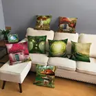 Психоделический лес живописный гриб дом наволочка для дивана домашний декор живописная диванная подушка чехол с принтом Подушка Чехол 45*45 см