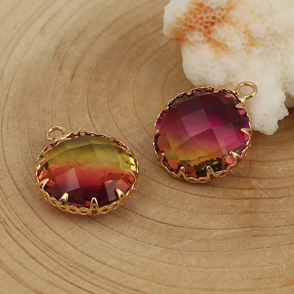 DoreenBeads медный стеклянный кулон с золотым покрытием цветные граненые