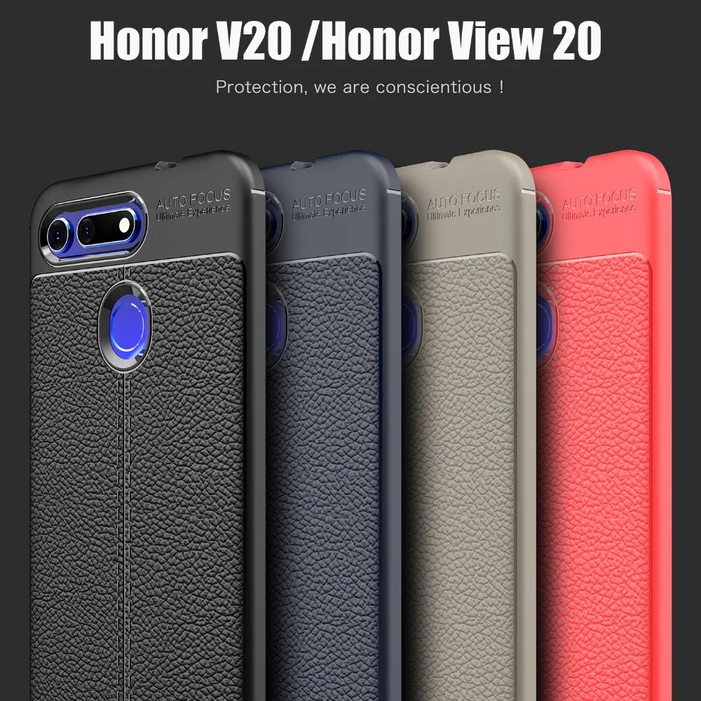 Чехол для телефона Huawei Honor V20 роскошный противоударный кожаный мягкий бампер из