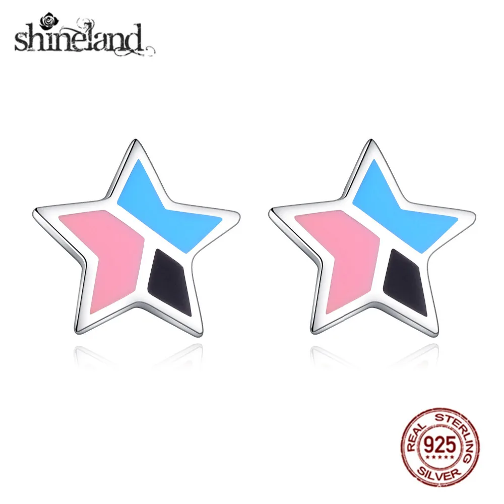 Shineland 2018 925 пробы серебряные серьги моды new star для Для женщин повезло подарок