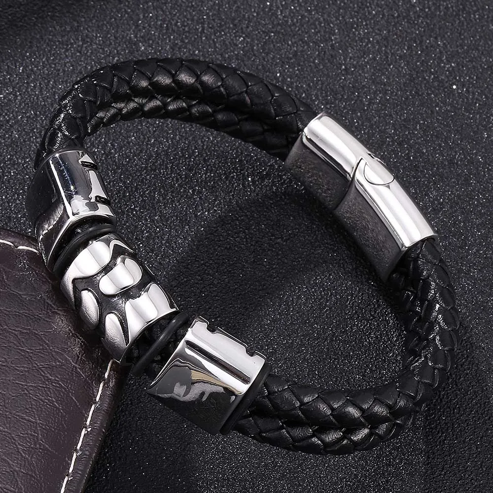 Оптовая продажа классический браслет из натуральной кожи для мужчин ручная