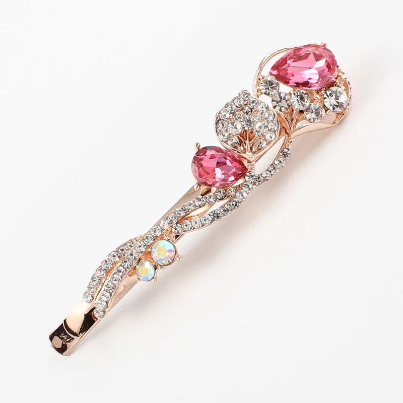 Листья корейская мода аксессуары для волос заколка Круглый кристаллический