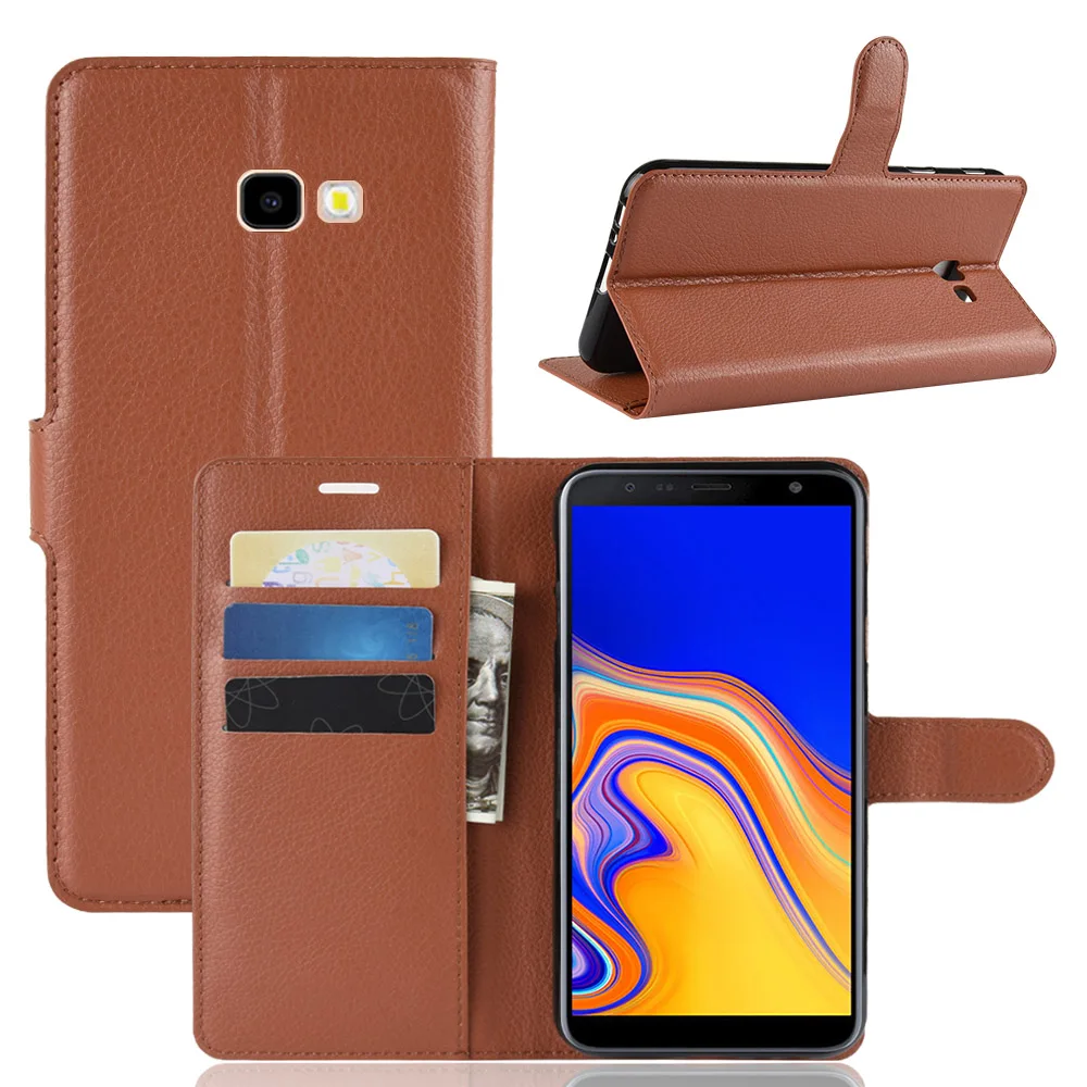 Для samsung Galaxy J4 плюс кожаный чехол флип для телефона J4Plus 2018 J415 J415F SM J 4 крышка 6