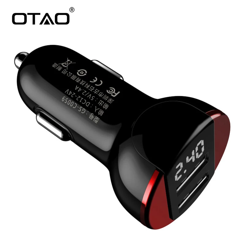 OTAO 2.4A двойной USB Смарт универсальное автомобильное зарядное устройство дисплей
