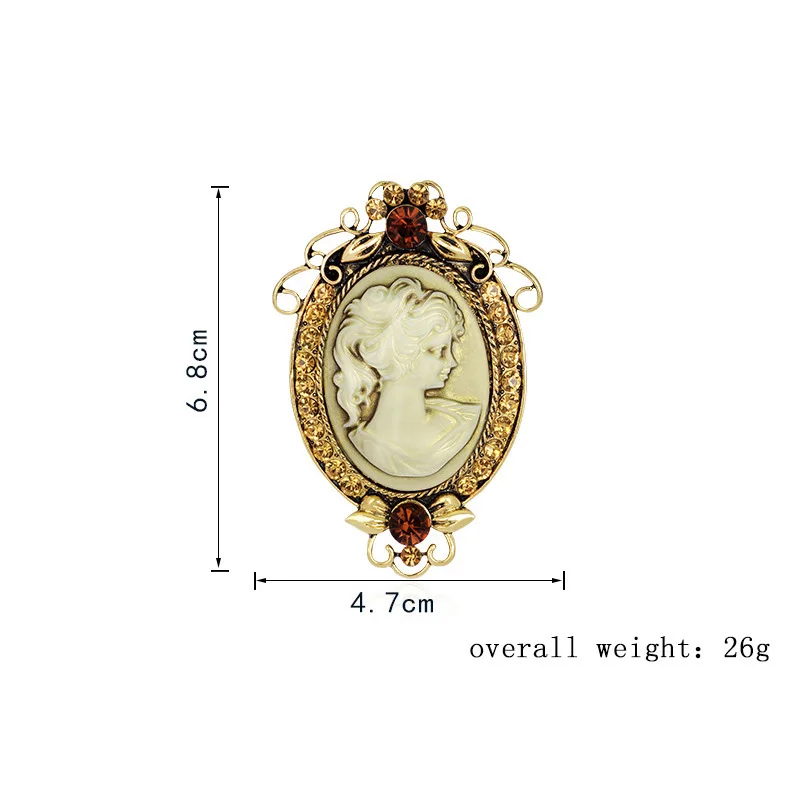 Готическая Античная Золотая Винтажная брошь Заколки для женщин Королева Камея