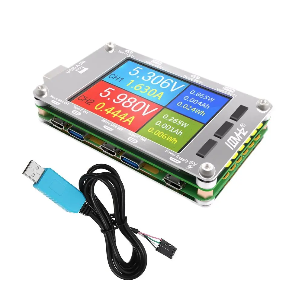 T50N USB двухканальный цветной экран Напряжение Ток Мощность измеритель емкости QC2.0 QC3.0 PD тест с Чехол