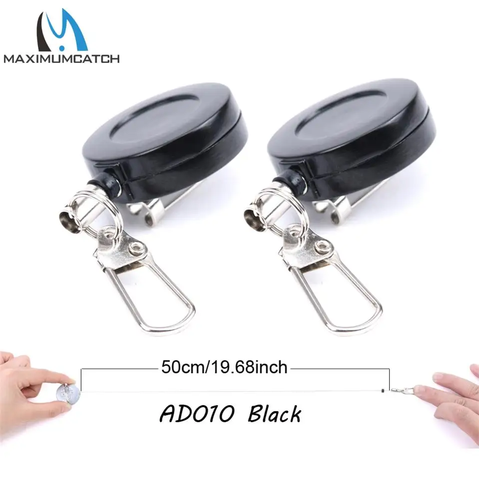 2 pcs AD010 Black Maximumcatch 2 шт. рыболовный Zinger Ретрактор выдвижная катушка держатель значка стальной шнур Recoil пробка экстрактор каяк инструмент Holde - Цвет: 2 pcs AD010 Black