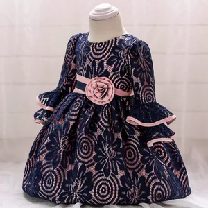 Осеннее платье для девочек с длинным рукавом, белые платья для крещения, одежда для маленьких девочек на 1 год, день рождения, кружевное бальное платье для маленьких девочек на крещение