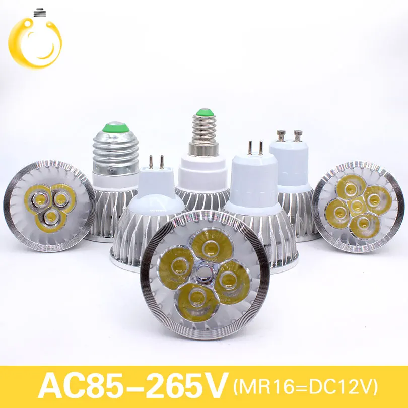 E27 e14 светодиодные лампы с регулируемой яркостью MR16 DC12V led 9 Вт 12 15 GU10 высокой