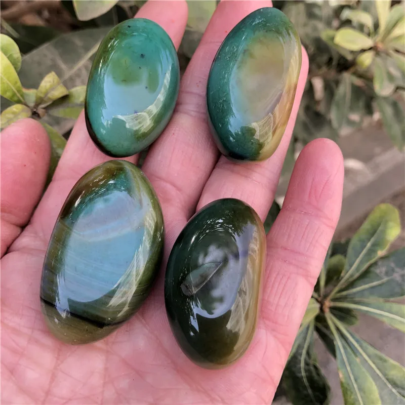 4 шт. красивый натуральный зеленый агат карусельные камни кристаллический