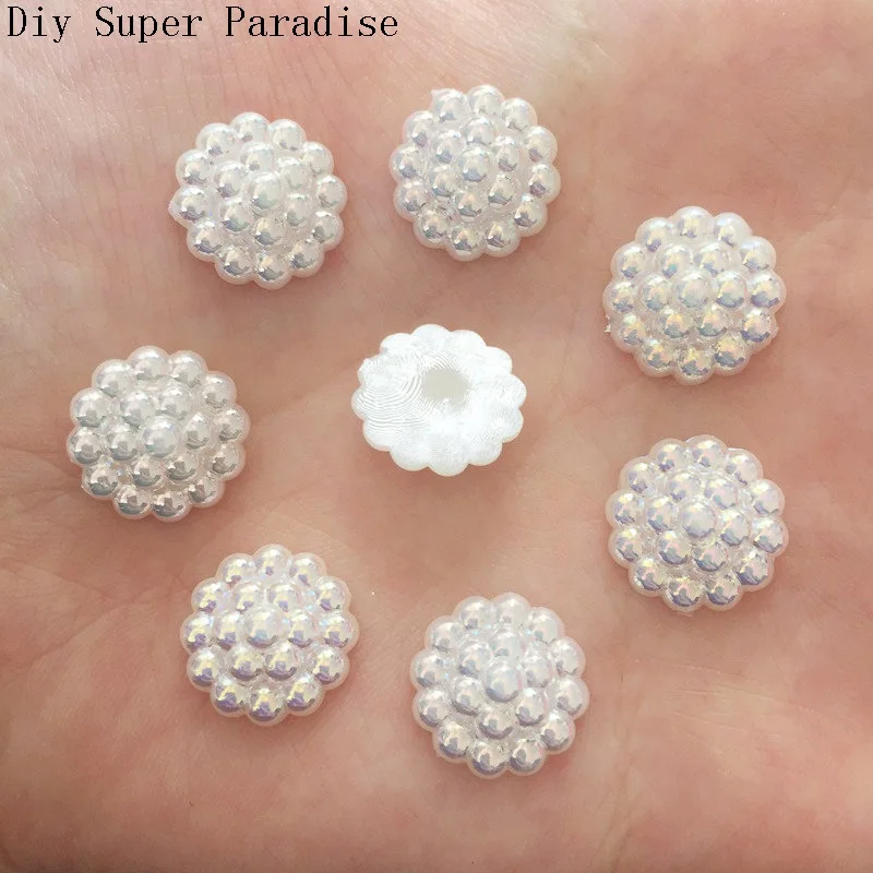80 шт. 14 мм пластиковый Жемчужный Цветок круглой формы для скрапбукинга DIY