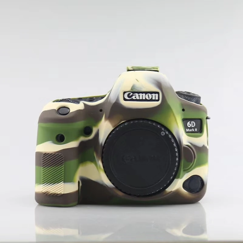 Camouflage Мягкий силиконовый чехол для камеры, резиновый защитный чехол для Canon 6D2 6DII 6D Mark II - Цвет: Camouflage